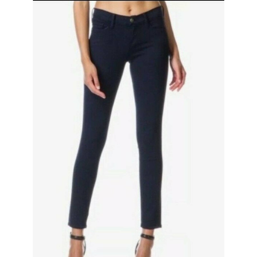 FRAME Le Skinny de Jeanne Deep Blue Dive Dark Navy Stretch Denim Mid Rise 26 (X1
